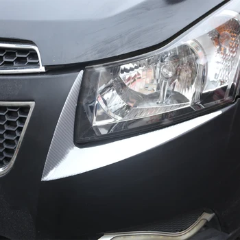 Carbon fiber sticke Svetlometu Výbava Nálepky Lampa Obočie Kryt Dekorácie Pásy Samolepky pre Chevrolet Cruze Sedan Hatchback