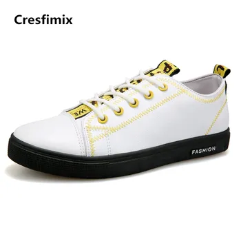Cresfimix zapatos hombre male móda jar & jeseň všetky čierne topánky človeka pohodlné pu kožené biele topánky v pohode topánky a2740
