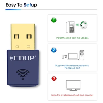EDUP USB Bezdrôtového Adaptéra Wifi Sieťová Karta Wi-Fi Signálu a Prijímač Bluetooth 4.0, 2.4 Ghz 150Mbps Na Ploche Pre Notebook Pre PC