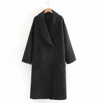 HCBLESS dámske Vlnené Kabát 2019 zimné žien temperament wild voľné super dlhé vlnené kabát dámske vlnené kabát