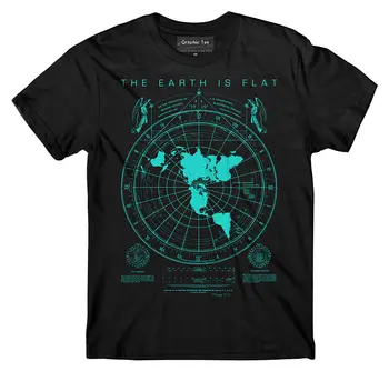 Hot Predaj Módnych Plochej Zeme, Mapa T-shirt, Zem Je Plochá, Firmament Leží, New World Order Príležitostné Tlače T-Shirt Mužov Značky
