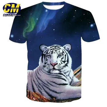 Hviezdna Tiger Tlač pánske Elegantné T-shirt 3D Topy EUR Veľkosť