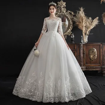 Luxusné Svadobné Šaty Čipky 2020 Snový Pol-rukáv Nevesta Plus Veľkosť Svadobné Šaty Výšivky guľové Šaty vestidos de novia