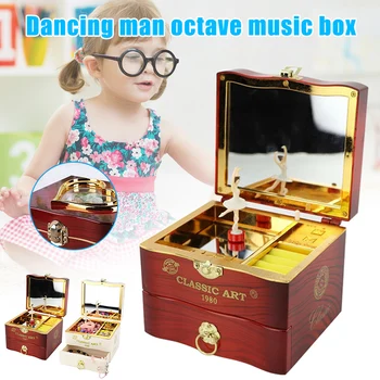 Music Box, Tanec Balet Vintage Melódie Domáce Dekorácie Príslušenstvo Šperky Skladovanie Zásuvky s make-up Zrkadlom AN88