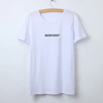 Nové ABCDEFUCKOFF T-Shirt Zábavné Písmená Vytlačené T Košele Ženy Letné Módy Krátky Rukáv Lumbálna Tumblr Tričko Grafické Košele