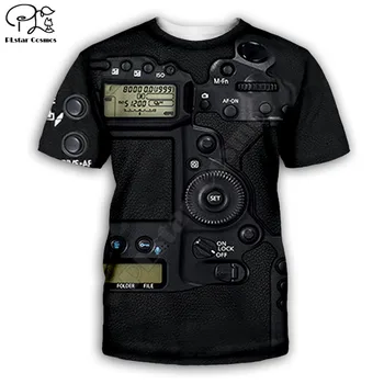 Objektív fotoaparátu eos 3D full tlač fashion tričko Unisex hip hop štýl tričko streetwear ženy, pre mužov, príležitostné letné topy