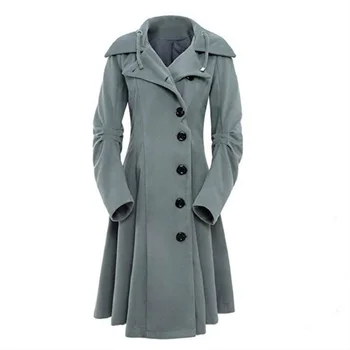 Plus Veľkosť S-7XL Módne Ženy Topy Dlhé Stredoveké Zákopy Srsti Ženy Zimného Čiernych Gotický Kabát Elegantné Ženy Kabát Vintage Žena