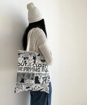 Plátno Taška Dievčatá Jedného Pleca Japonskej a kórejskej Ulici Karikatúry Baita iny Plátené tašky 2019 Nového Študenta Jedného Pleca Plátené tašky
