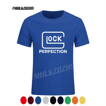 Pánske Oblečenie z Čistej Bavlny T-shirt Bavlna Multicolor Tlačené-Krátke rukávy Glock Logo Módne Mužské Oblečenie Značky tričko