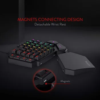 Redragon K585 DITI Jednou Rukou RGB Mechanical Gaming Keyboard 42 Kľúče, Modrá LED Spínač Vľavo Mini Klávesnica Pre Mobilný Hra