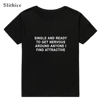 Slithice Jeden a je pripravený na nervózny okolo nikomu som nájsť atraktívne List Tlač Letné T-shirt Čierna Biela Ženy Oblečenie