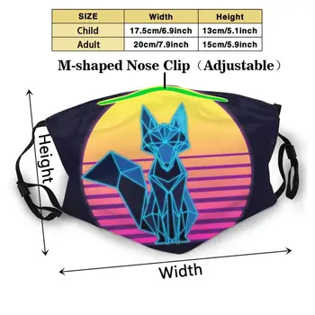 Synthwave Fox Proti Znečisteniu Prachom Čierna Maska Umývateľný A Opakovane Použiteľné Pm2.5 Tvár, Ústa Maska Slnko Predbehnúť Estetické Retro 80.