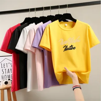 Vysoká kvalita list Print T Shirt Ženy Krátky Rukáv O Krk Voľné Tričko 2020 Lete Ženy Tee Tričko Topy Camisetas Mujer