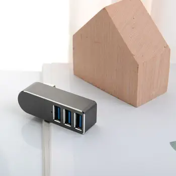 Zliatina hliníka Mini 3 Port USB 3.0 Hub Rotačné USB Rozbočovač Adaptér pre Notebook PC