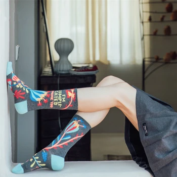 Jar leto žakárové príliv viniča kvet bavlny osobnosť ženy trubice ponožky Japončina kórejčina, ktoré sa hromadia ponožky módne tropických rastlín