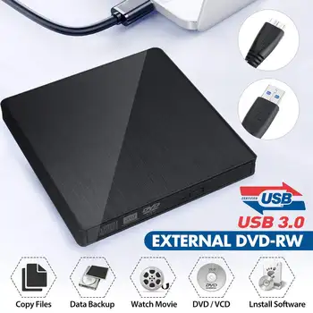 Vysokorýchlostné Externý USB 3.0 Ploché Kartáčovaný externý DVD-RW Napaľovačka diskov CD Spisovateľ Slim Portable Optická Mechanika pre Notebook PC HP