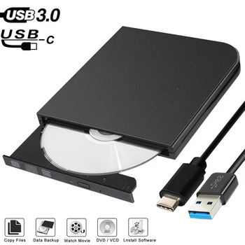 2-V-1 Typ-C+USB 3.0 Externý DVD-RW CD Napaľovačka DVD RW Prehrávač Optickej Jednotky pre Asus lenovo, Dell, Acer, Notebook PC HP IBM