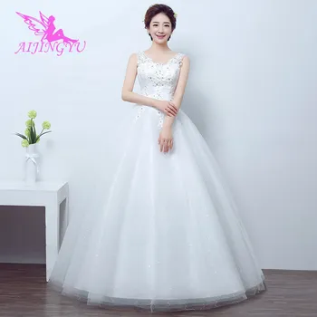AIJINGYU 2020 2021 biela Prispôsobené new horúce predaj lacné plesové šaty, čipky späť formálne nevesta šaty svadobné šaty FU175
