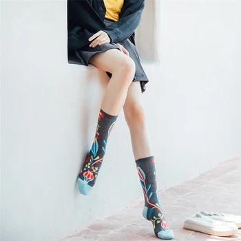 Jar leto žakárové príliv viniča kvet bavlny osobnosť ženy trubice ponožky Japončina kórejčina, ktoré sa hromadia ponožky módne tropických rastlín