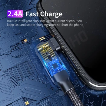 180 Stupeň Otočiť USB Kábel na iPhone X XR XS 11 Pro Max 6 6 7 8 Plus Rýchle Nabíjanie, Synchronizáciu Údajov USB Kábel, Nabíjačka, Kábel 1,2 M 2 M