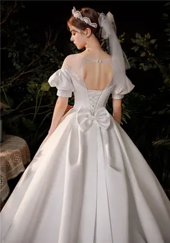 Elegantné Luxusné Značky Svadobné Šaty Plus Veľkosť S Lístkového Rukáv Škvrna Svadobné Šaty 2021 Nové Dlhý Vlak Čipky Šaty Princezná Nevesta