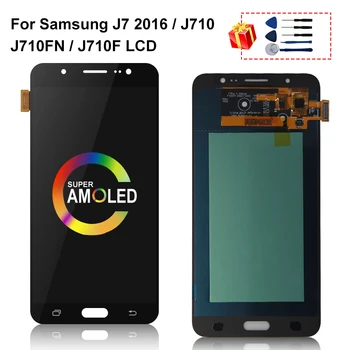 Super AMOLED Pre Samsung Galaxy J7 2016 J710 LCD J710FN J710F J710M J710Y J710G J710H Displej Dotykový Displej Digitalizátorom. Náhradné